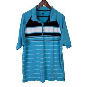 Slazenger Blue Striped Polo Short Sleeve Shirt Men's XL